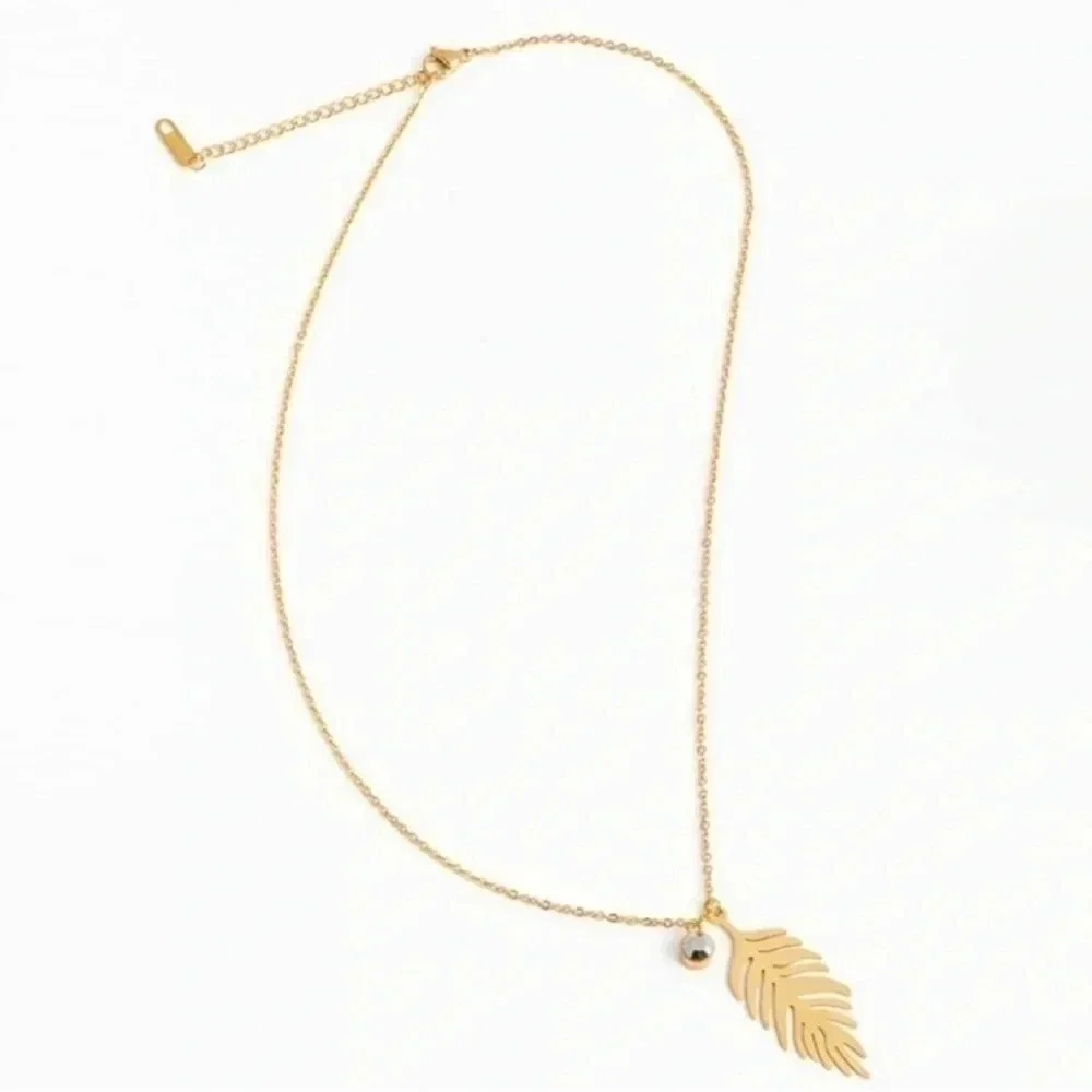 Palm Leaf Necklace Summer Beach Gold Boho 18k Gold